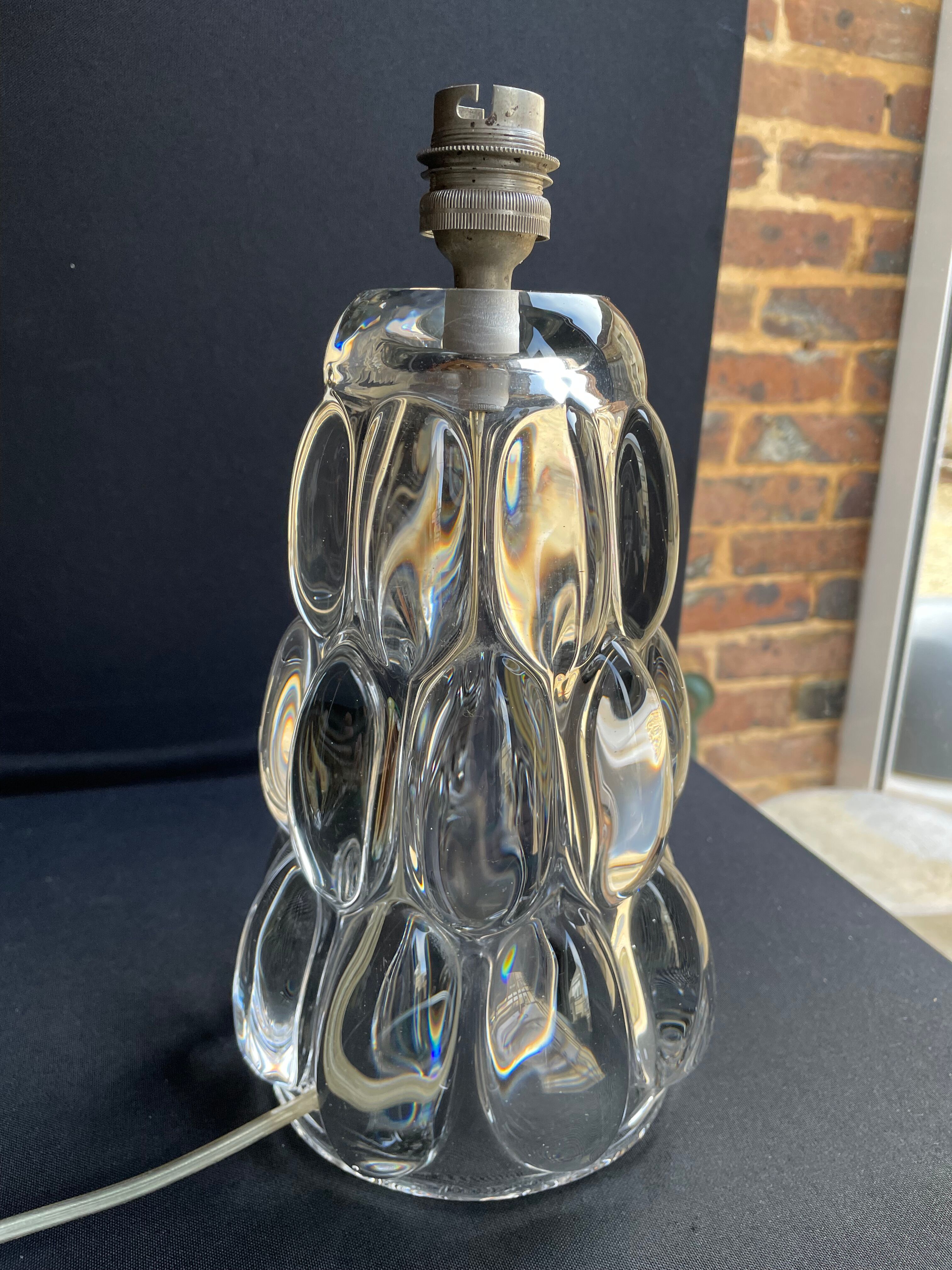 Schneider Glassworks - Important Lamp Foot - Molded Crystal - Conical with Godrons