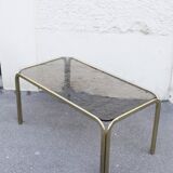 Metal coffee table Gold smoked top Italy 70