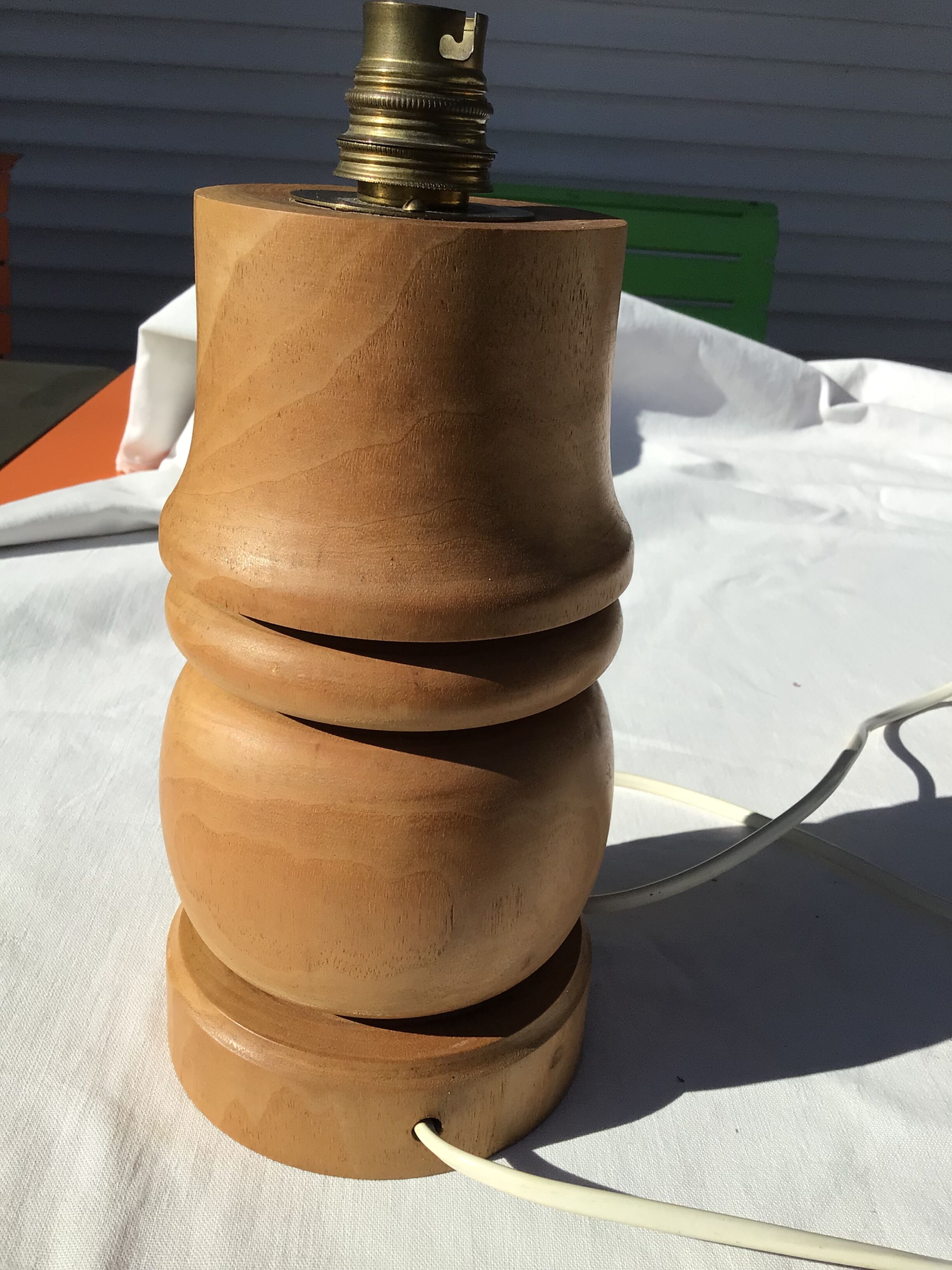 Solid wood lamp foot dug 70's