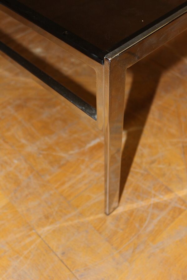 Table basse en chrome et vers fumé vers 1970