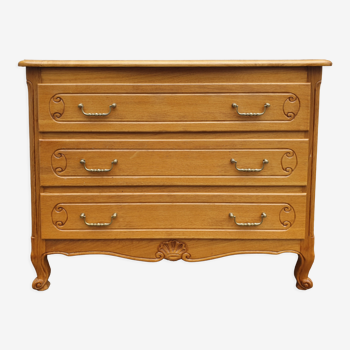 Commode style Louis XV en bois blond vintage années 60