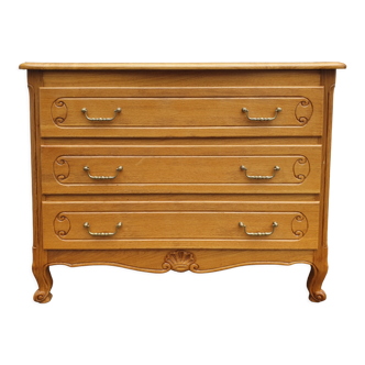 Louis XV style chest of drawers, blond wood, vintage 60s