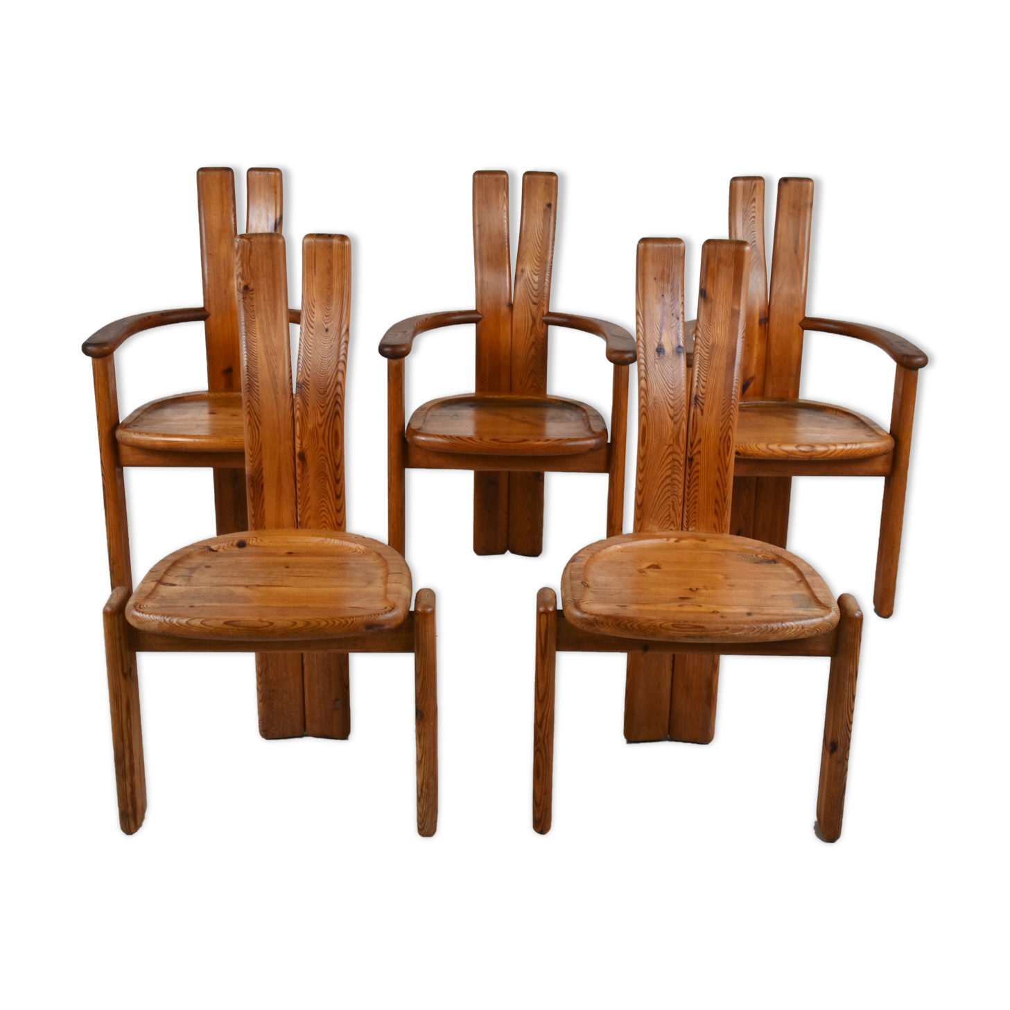 Set of 5 Brutalist dining chairs by Vamdrup Stolefabrik, 1960s