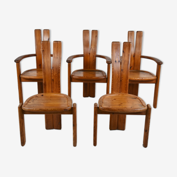 5 chaises brutalistes par Vamdrup Stolefabrik, années 1960