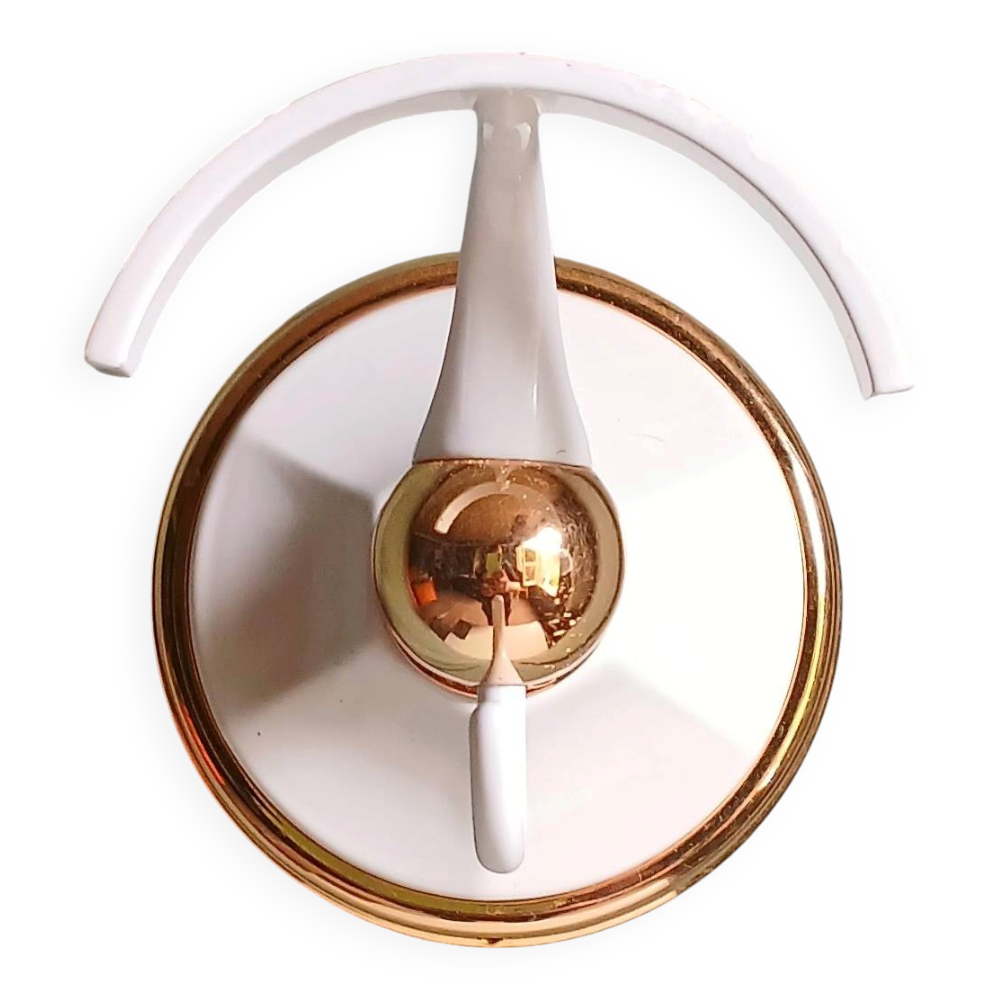 Patère double en métal émaillé blanc & doré