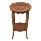 Selette pedestal side table Louis XV style with decorated marquetry and rosewood - 1900s