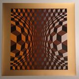 Plate by Victor Vasarely – "Universal Structure of the Hexagon" – Op A