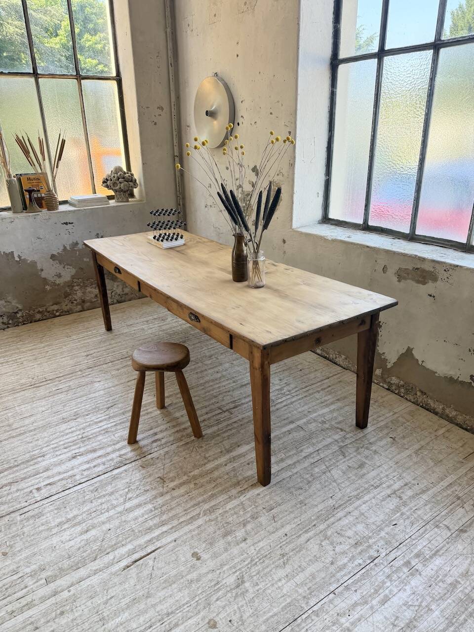 1950s pine farmhouse table 220cm