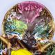 Vintage Vallauris A.M. plate – quadrilobed enamelled bowl with lemon – 50s