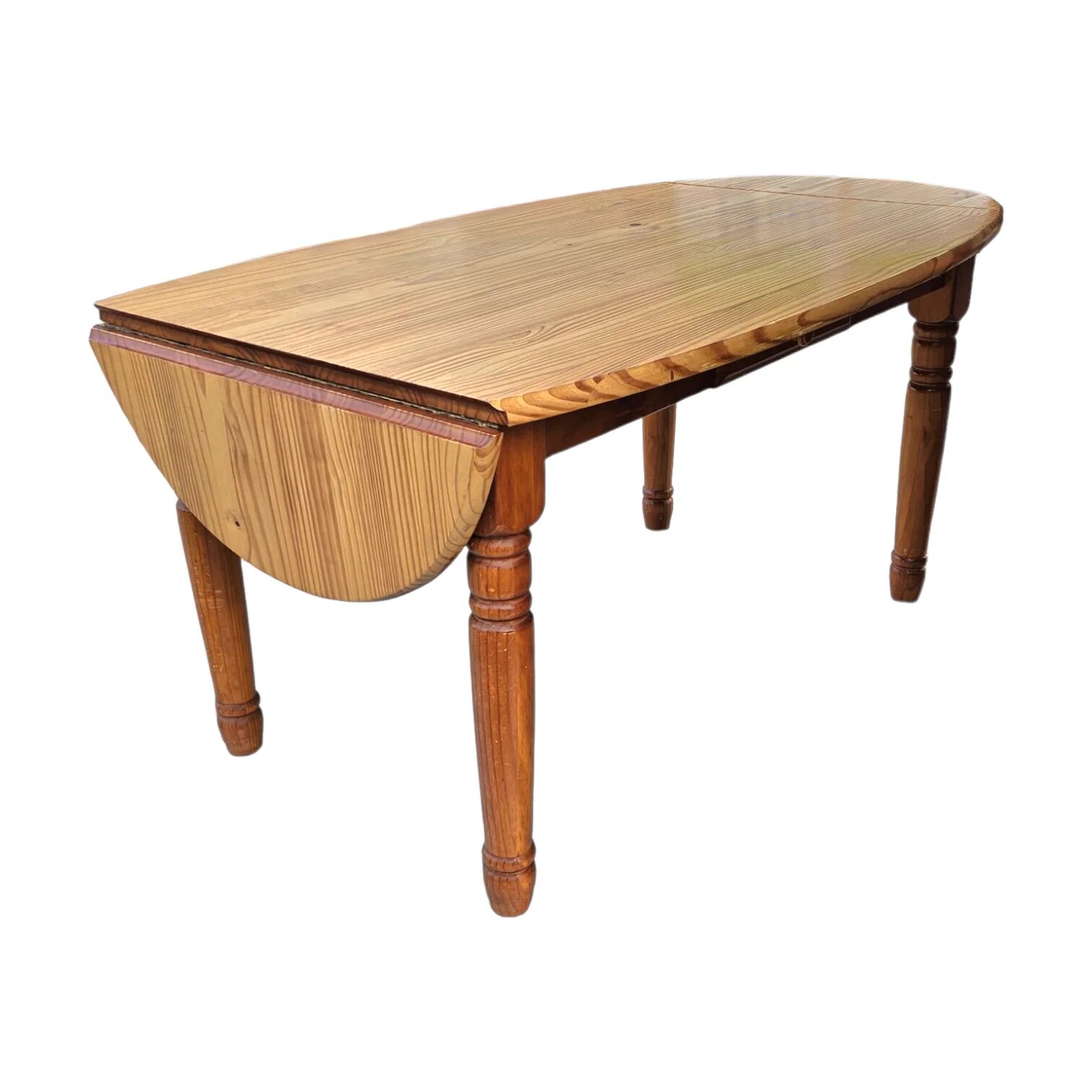 Extendable oval pine dining table 1970s