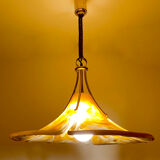 Adjustable vintage design XXL pendant lamp, brass plexiglass, 70s