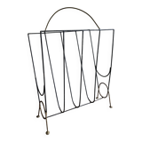 Mid-century poetic magazine rack in black metal