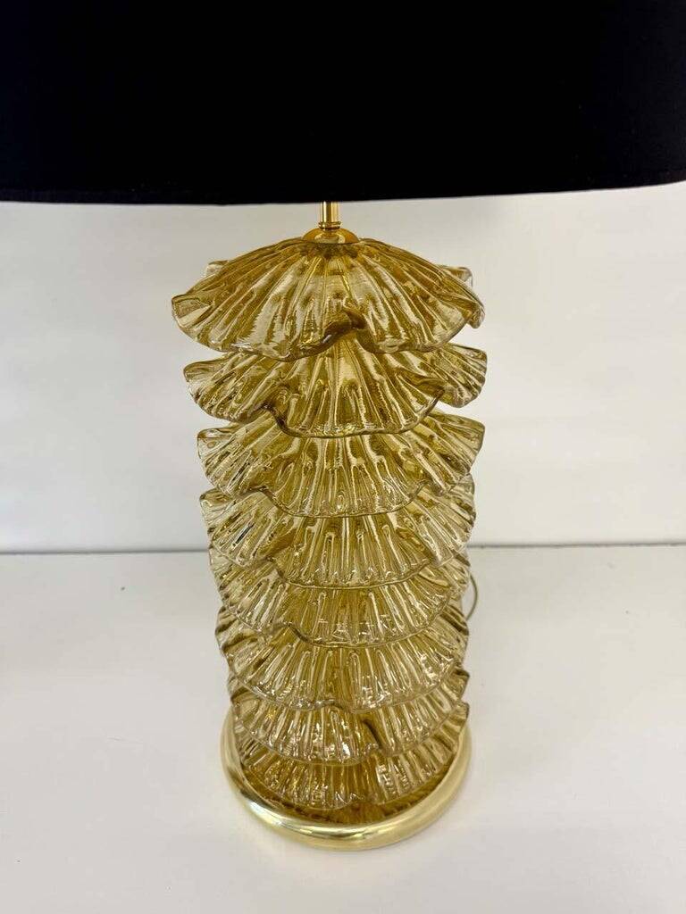 Pair of Murano Gold and Brass Table Lamps