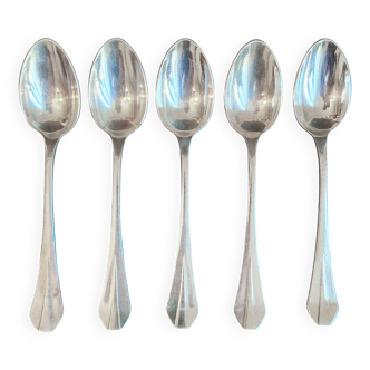 Set of 5 small silver-plated art deco style spoons