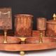 Arts and Crafts Brass And Copper Tray + lot of 4 Pieces