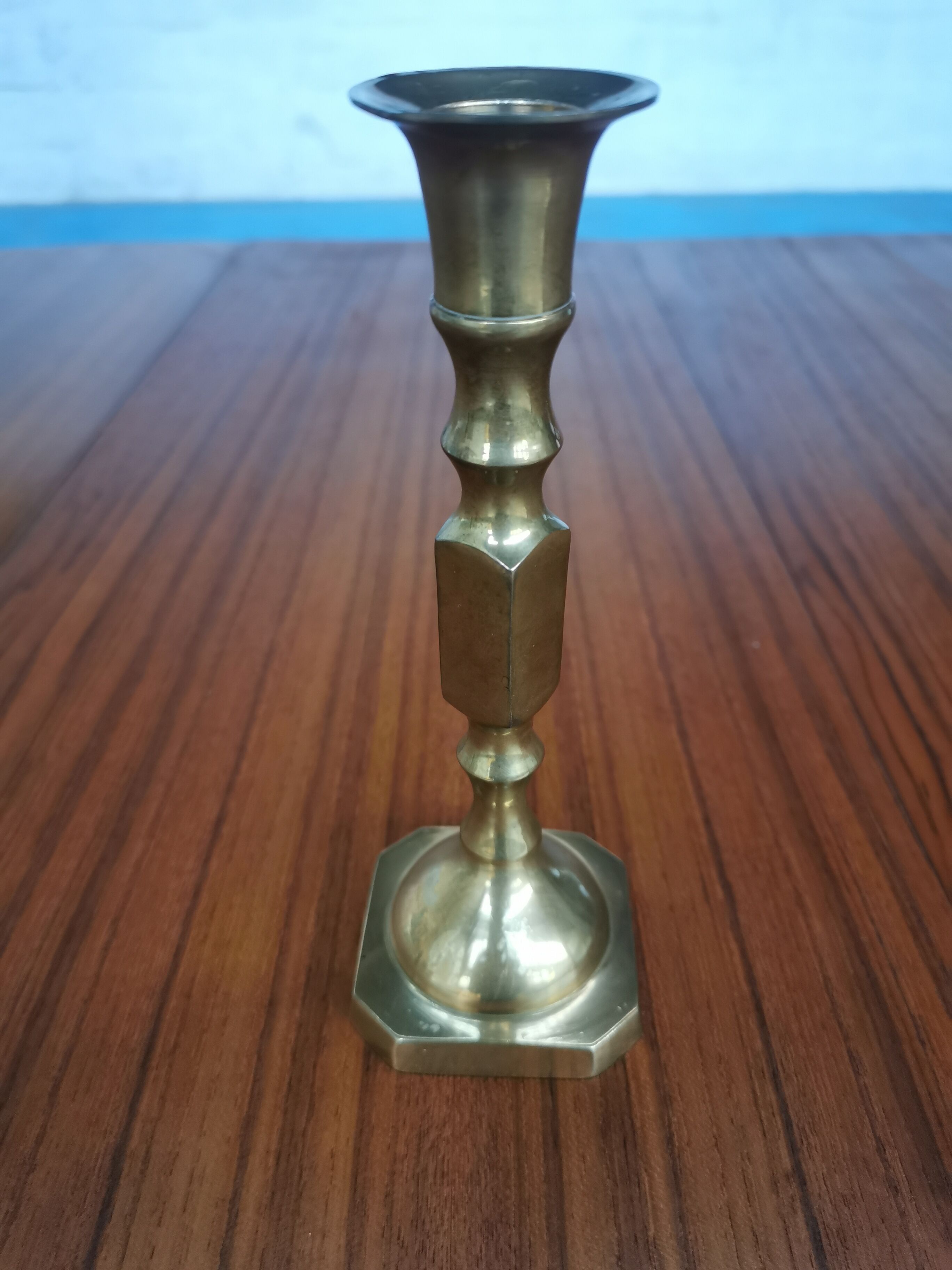 Duo of brass candle holders