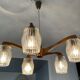Scandinavian teak chandelier from the 60s and 70s