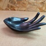 Ancien vide poche vallauris forme main céramique noire décoration vintage