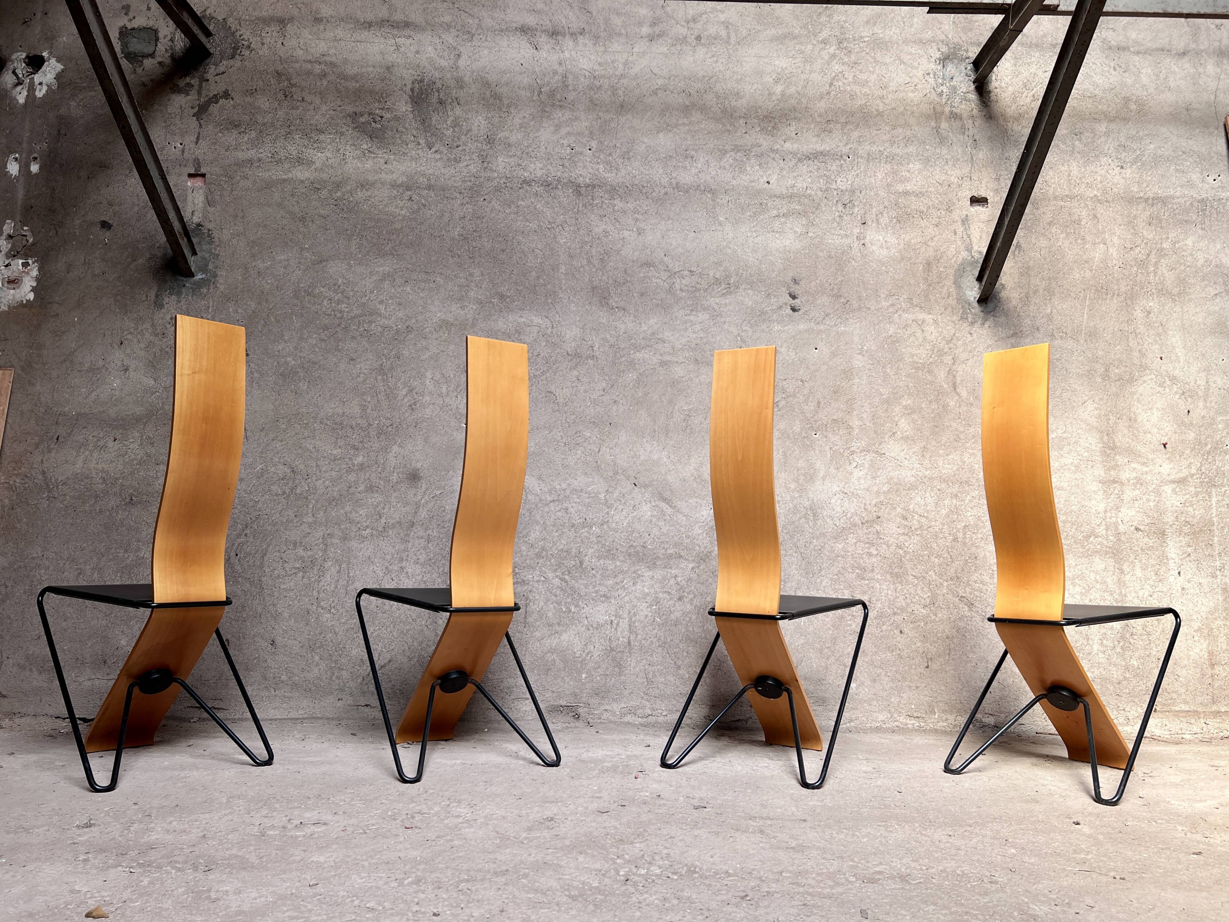 Series of 4 Chairs by Pietro Arosio for Airon 1980