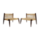 Pair of lounge chairs in woven jute rope and solid wood