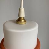 Pair of tubular opaline pendant lights