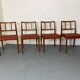 Chaises de salle à manger danoises en teck et cuir du milieu du siècle par Johannes Andersen pour Uldum Møbelfabrik, années 1950, lot de 4