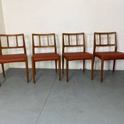 Mid-Century Danish Teak and Leather Dining Chairs by Johannes Andersen for Uldum Møbelfabrik, 1950s, Set of 4