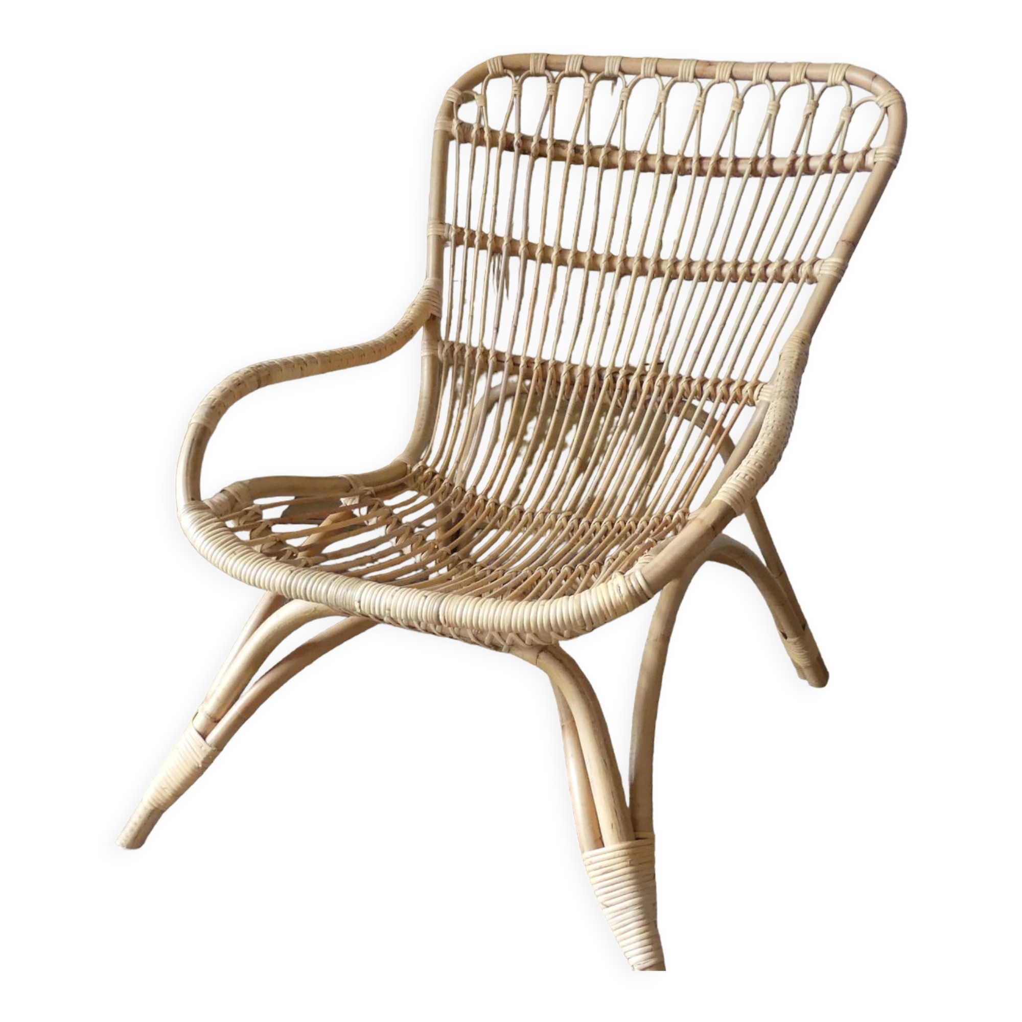 Natural rattan armchair