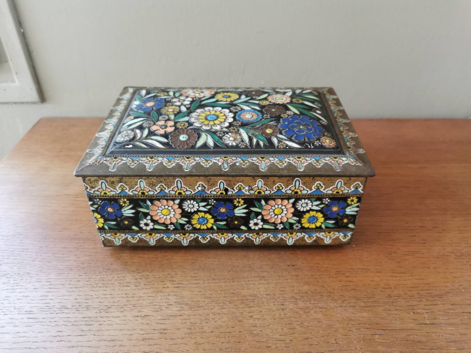 Vintage painted metal box