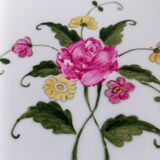 Small square dish Empty pocket Bavarian porcelain BAUSCHER Bavaria Floral decoration