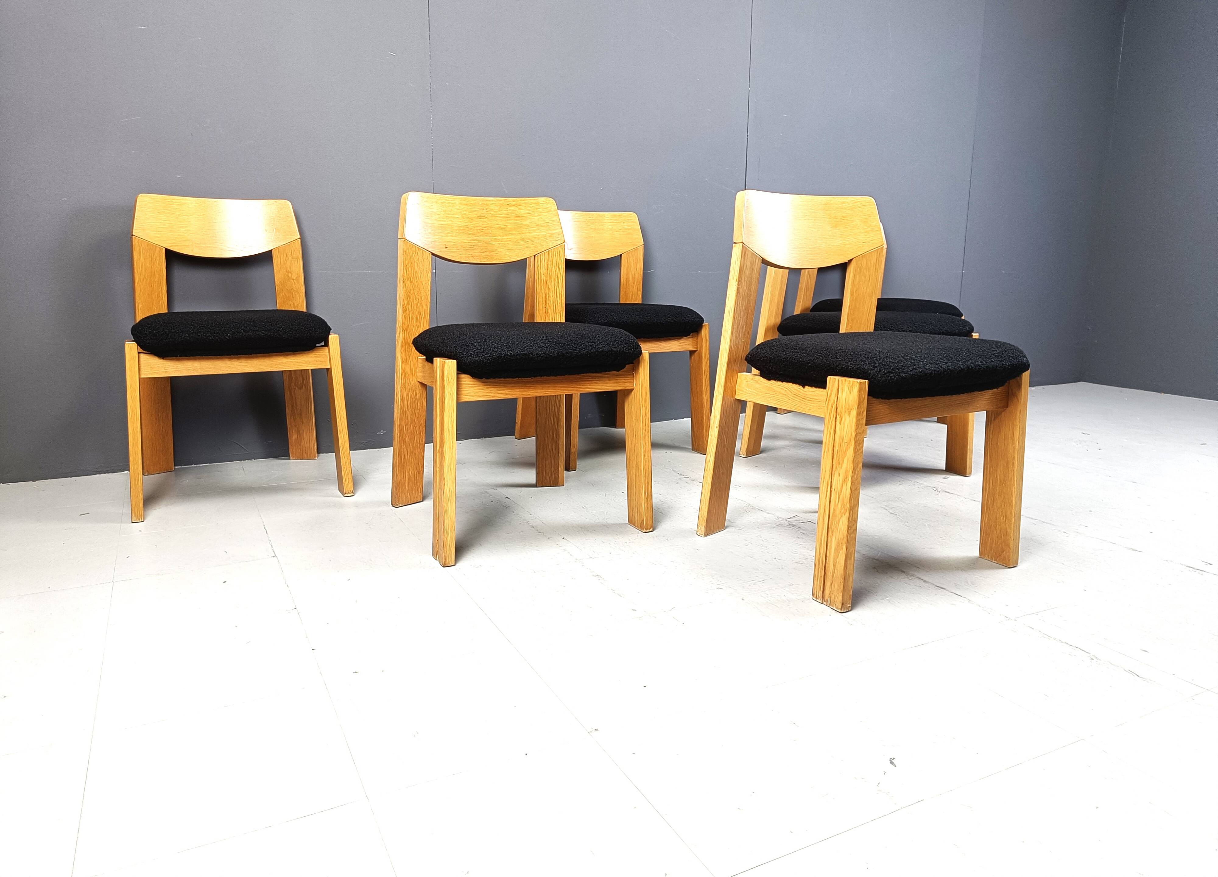 Vintage brutalist dining chairs, set of 6