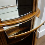 Art deco half moon cocktail bar cabinet in walnut