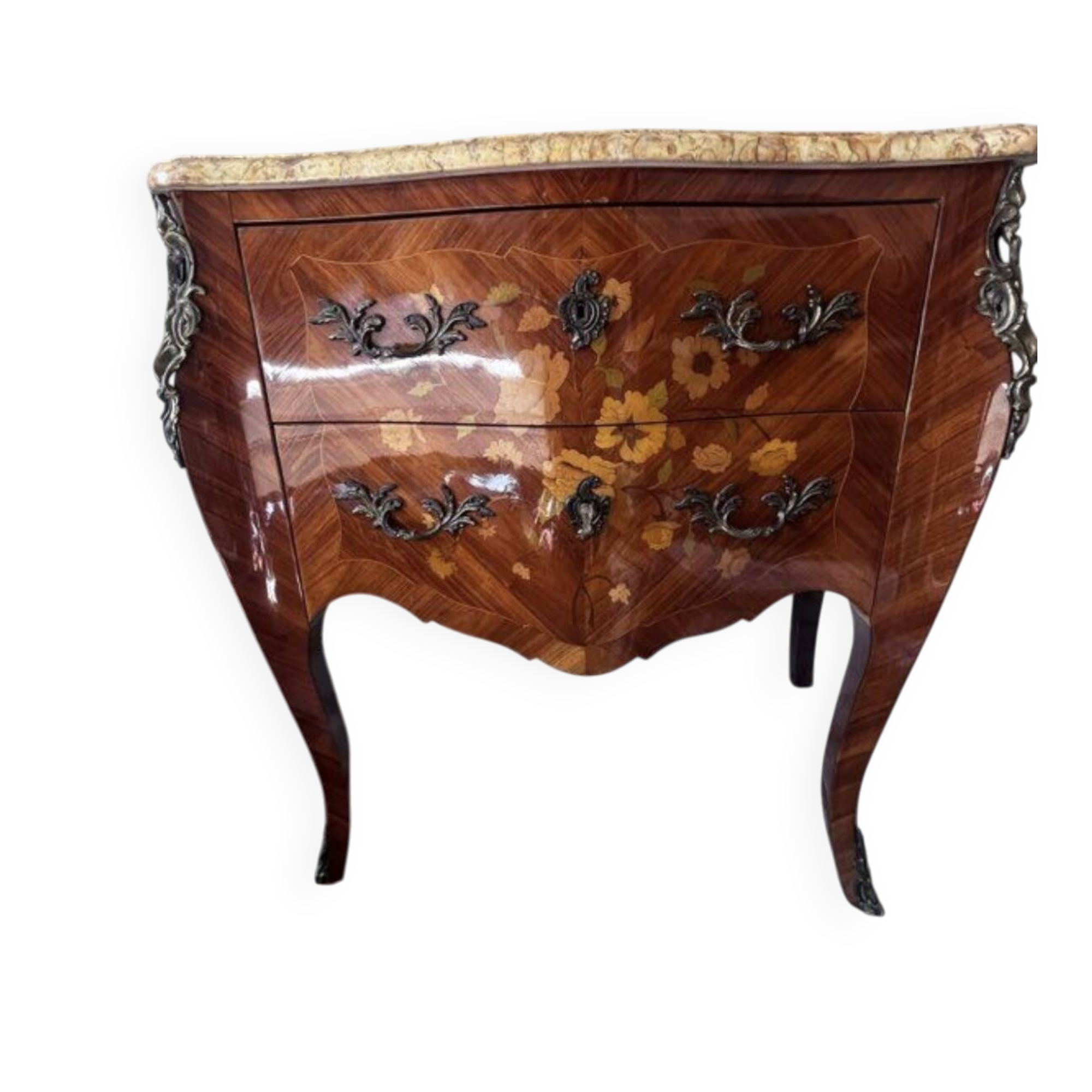 Wooden and marble chest of drawers