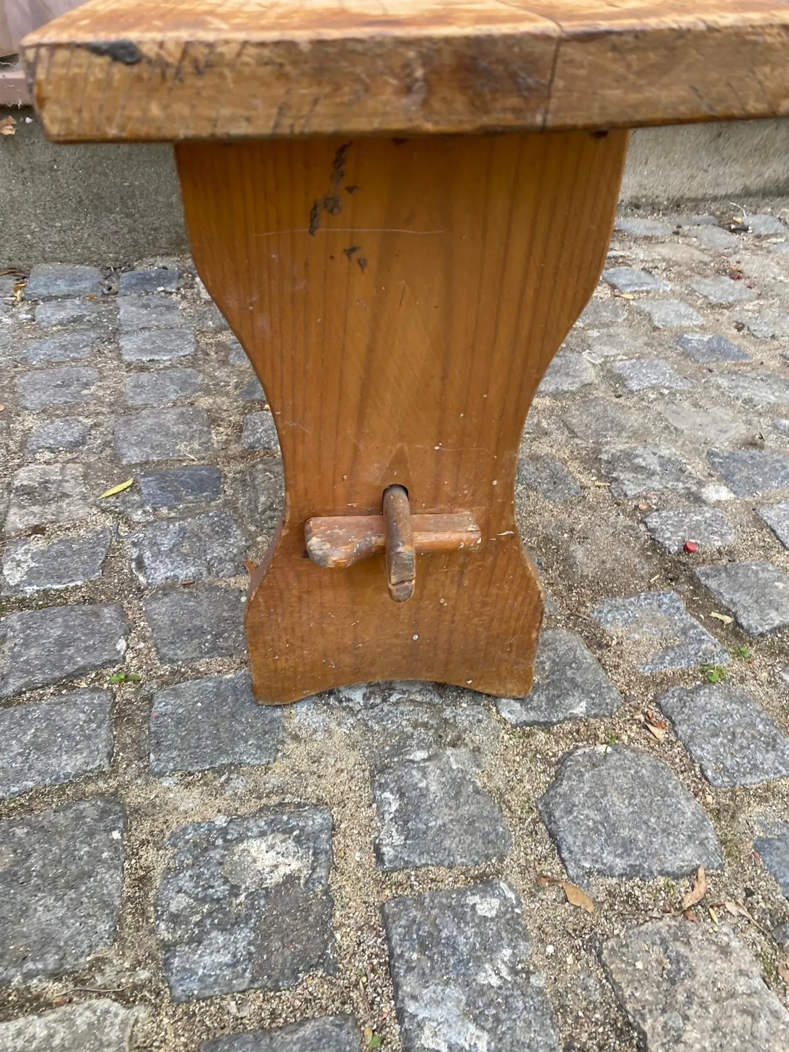 Vintage solid wood farm bench 100 cm – Rustic & chalet style 1960