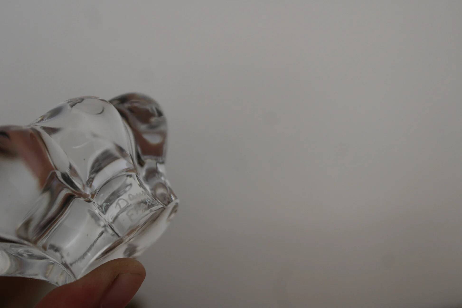 Pair of crystal salt cellars from Daum France with box and spoon.
