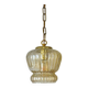 Vintage old gold pendant light, amber glass, 1960s chain lamp