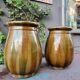 Pair of Provençal enamelled terracotta jars
