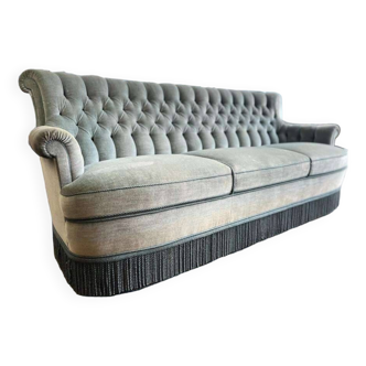 VINTAGE SOFT BLUE ARMCHAIR / SOFA / SOFA WITH FRINGES