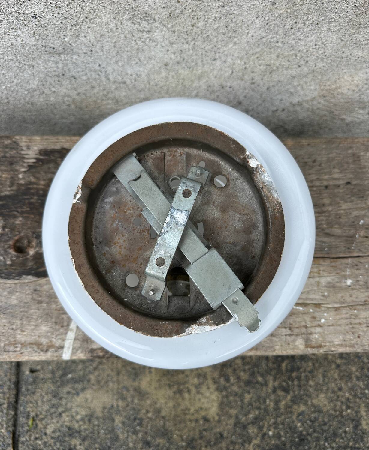 Vintage ceiling light in white opaline, vintage wall sconce.