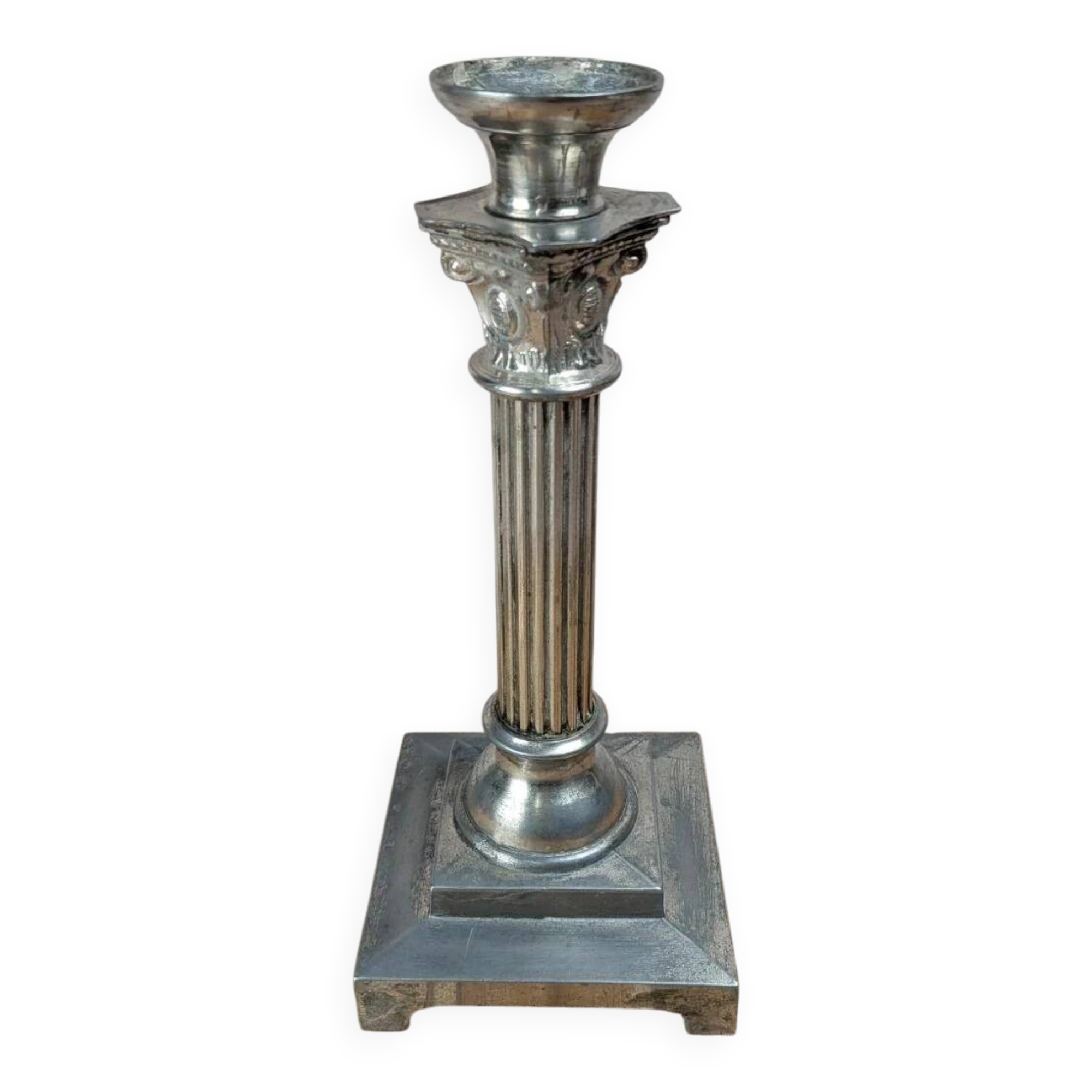 Silver-plated column candlestick – Corinthian style