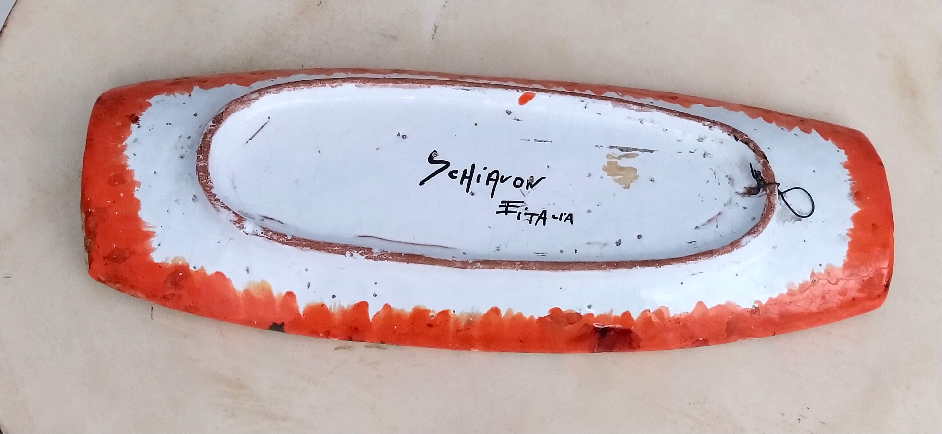 Vintage earthenware centerpiece / catchall / decorative piece by schiavon, italy