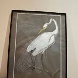 mixed media heron drawing
