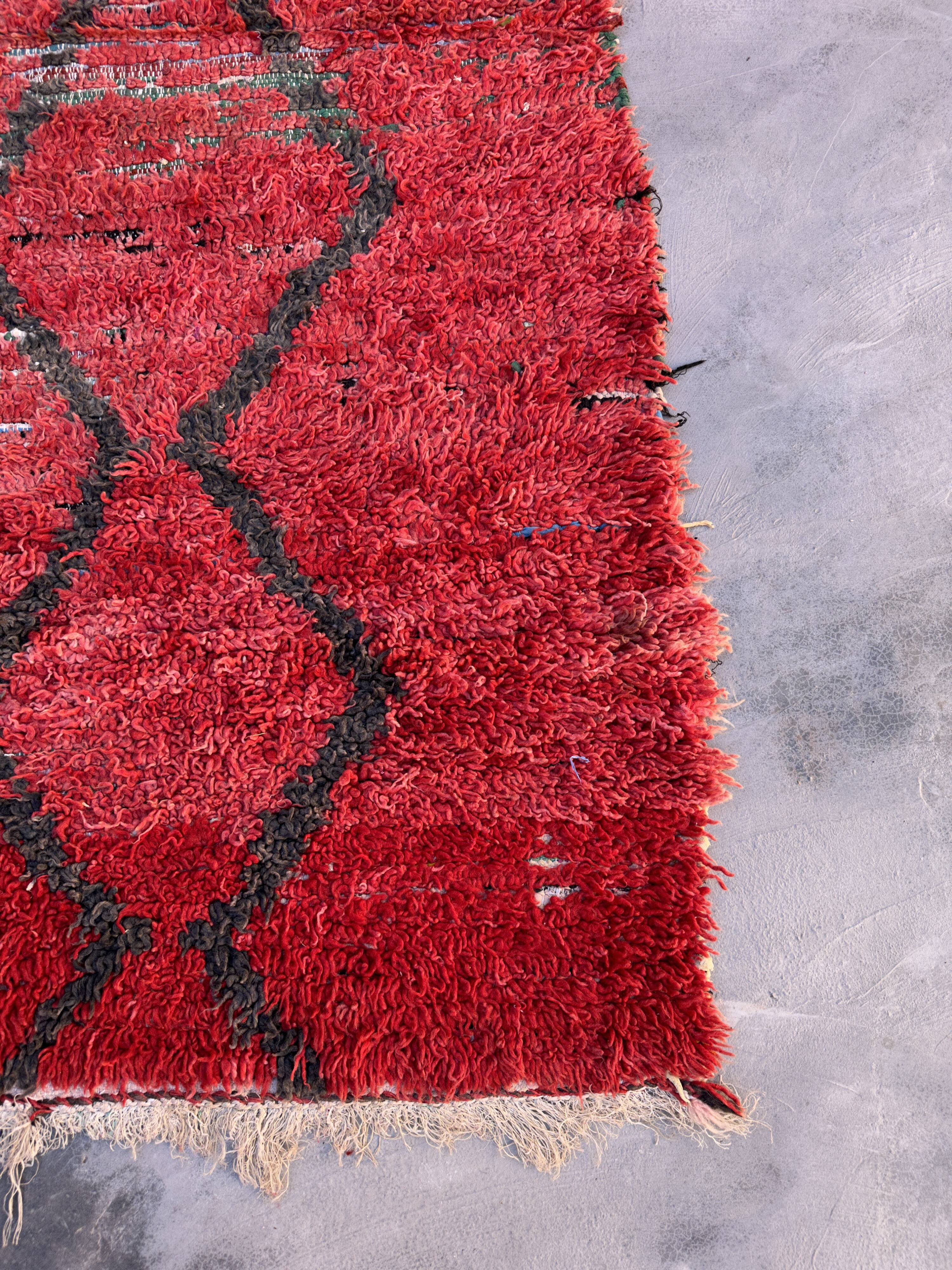 Red Boujad Moroccan rug - 100 x 229 cm