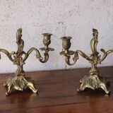 Pair of bronze rocaille candlesticks