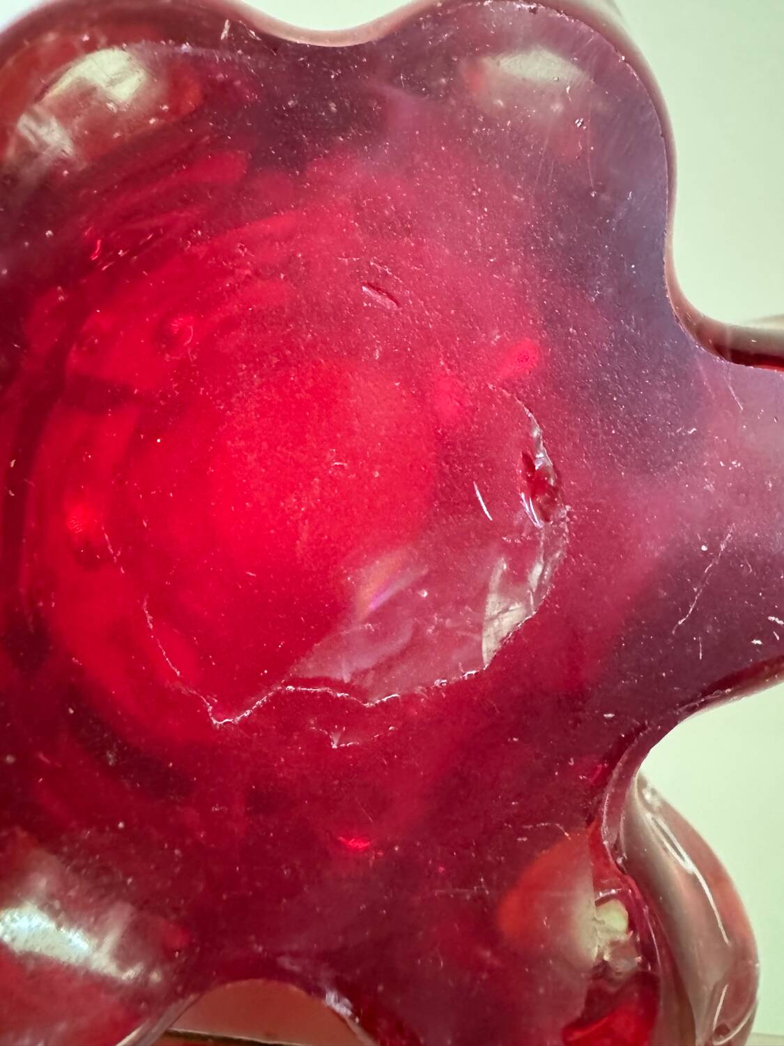 Red Murano glass vase from the 70s