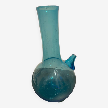 Blue carafe in recycled blown glass - origin Lebanon
