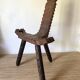 Vintage Spanish tripod chair in carved wood