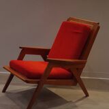 Mahogany cane armchair from the 60s
