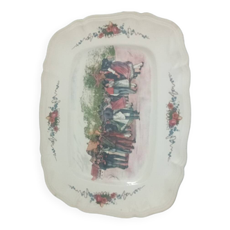 Serving dish. Digoin Sarreguemines earthenware factory. Alsatian motif.