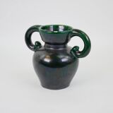 Black and green ceramic vase